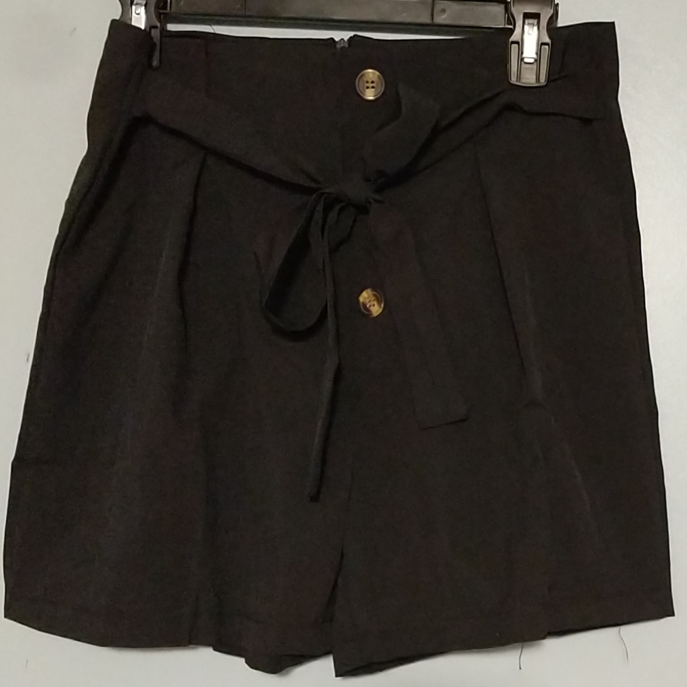 Black Shorts with Brown buttons
